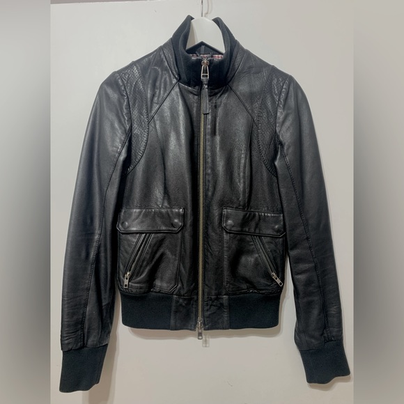 Mackage x Aritzia leather bomber jacket. Black, small. - Picture 2 of 6
